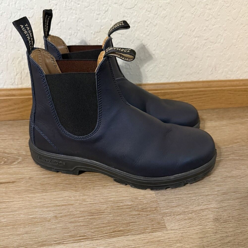 Blundstone Chelsea Boots Navy Blue Leather Unisex AU 9 US Mens 10 Womens 12